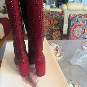 Jessica Simpson Red Jeweled Over-the-Knee Boots